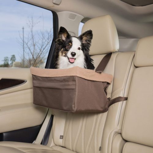 FANCYDELI Puppy Car Seat Upgrade Deluxe Portable Pet Dog Booster Car Seat with Clip-On Safety Leash and Dog Blanket,Perfect for Small Pets up to 15lbs 