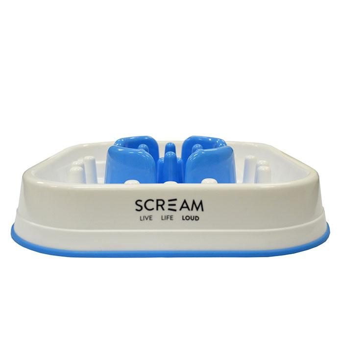 Scream Slow Feed Interactive Dog Bowl Blue