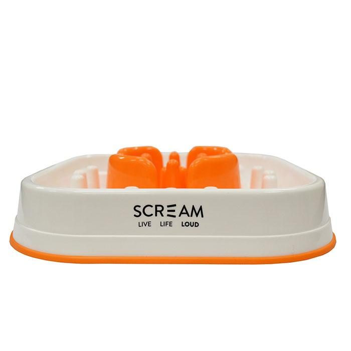 Scream Slow Feed Interactive Dog Bowl Orange