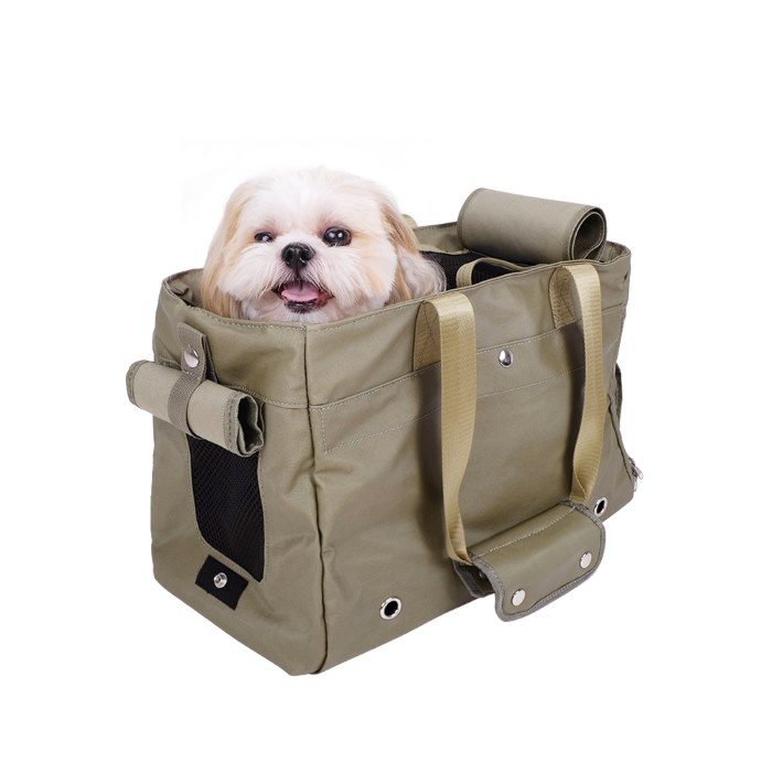 Canvas Pet Tote Soft Carrier Bag Army Green Interior