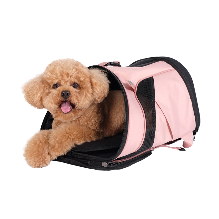 Ibiyaya Ultralight Backpack Pet Carrier Coral Pink with Dog 2