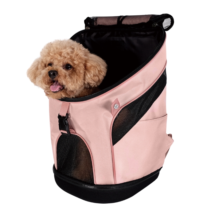 Ibiyaya Ultralight Backpack Pet Carrier Coral Pink with Dog