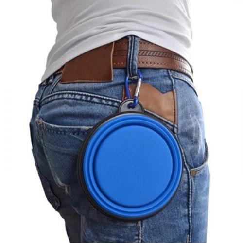 Blue Collapsible Travel Dog Bowl