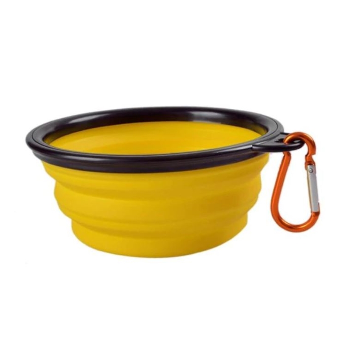 Yellow Portable Collapsible Dog Bowl