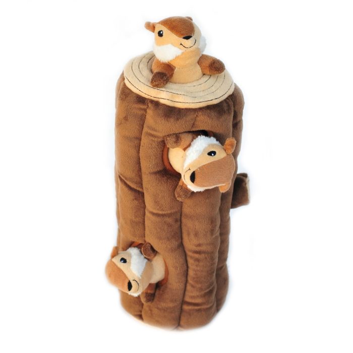 Zippy Burrow Log with Chipmunks Hide & Seek Dog Toy