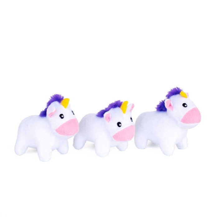 Zippy Burrow Unicorns in Rainbow 3 squeaky toys