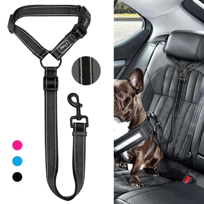 Pet Dog Car Seat Belt Adjustable Vehicle Lead Travel Harness Restraint Clip 