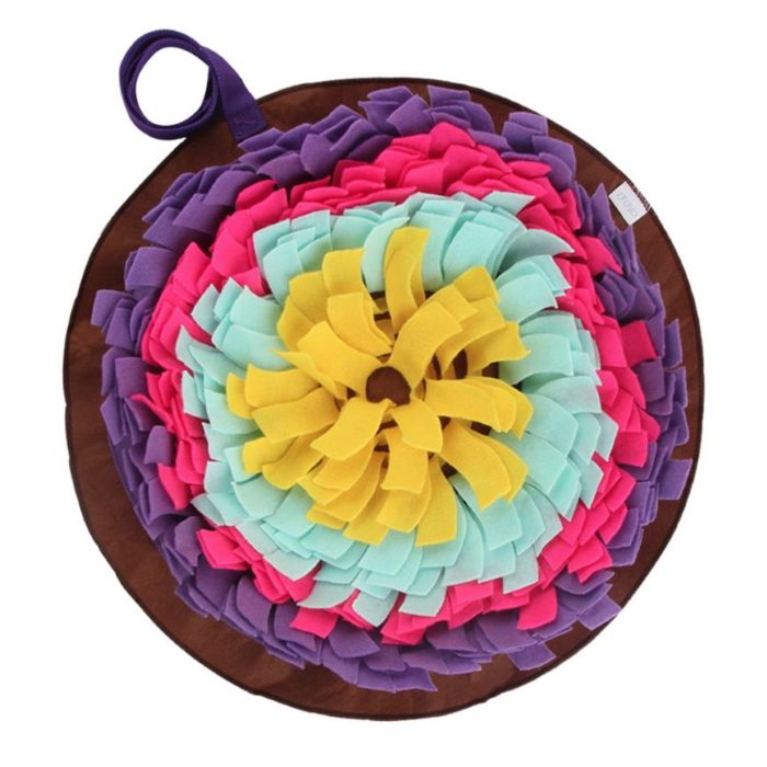 Interactive Round Snuffle Mat for Dogs_Purple Edge