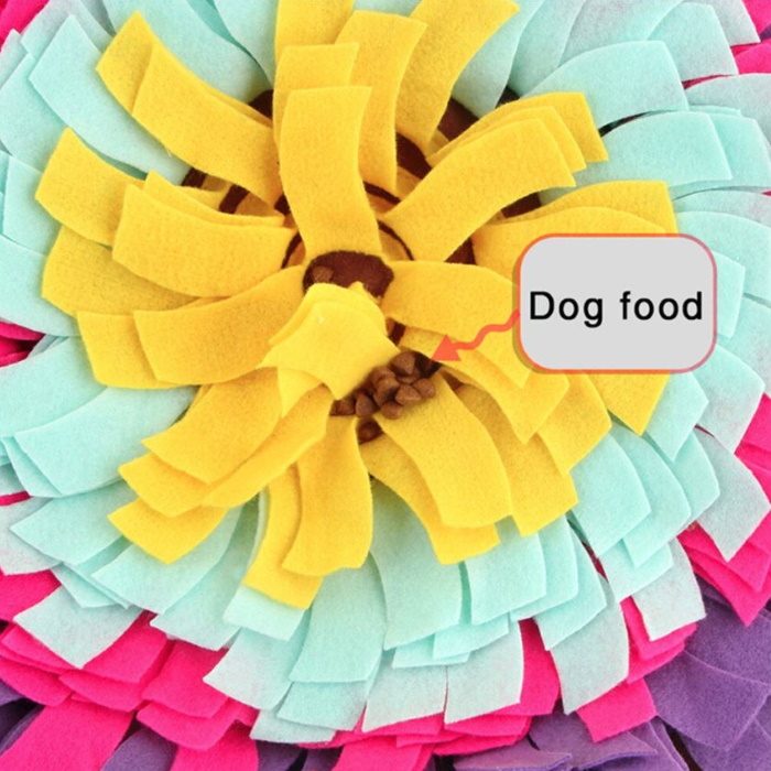 Round Snuffle Mat for Dogs_Purple_kibble