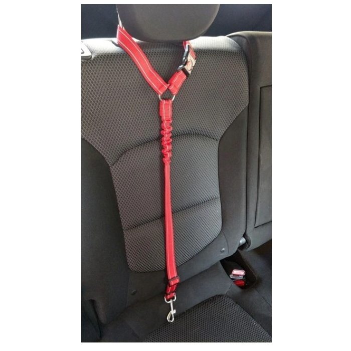 Adjustable Bungee Headrest restraint for dogs Red