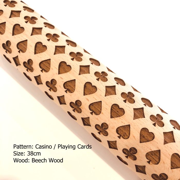 Embossed Wooden Rolling Pins_Casino Playing Cards