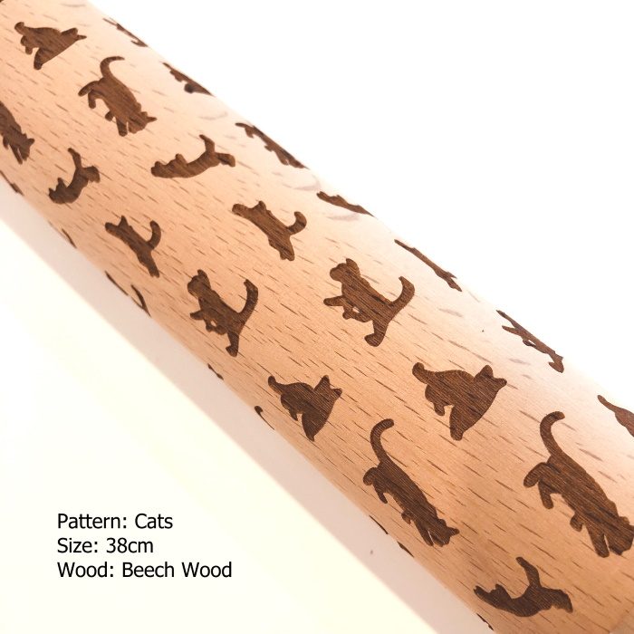 Embossed Wooden Rolling Pins_Cats