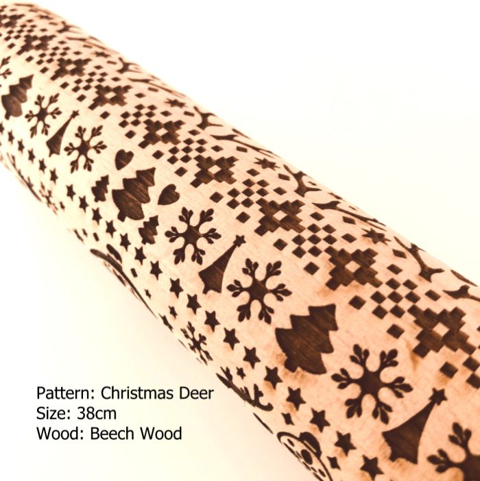 Embossed Wooden Rolling Pins_Christmas Deer_1