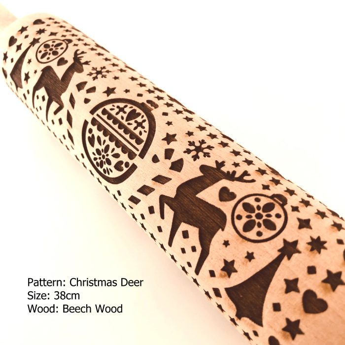 Embossed Wooden Rolling Pins_Christmas Deer_2