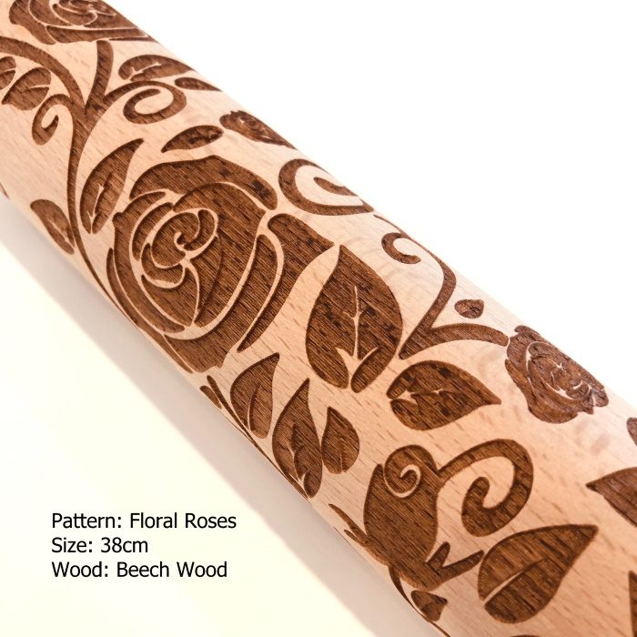 Embossed Wooden Rolling Pins_Floral Roses