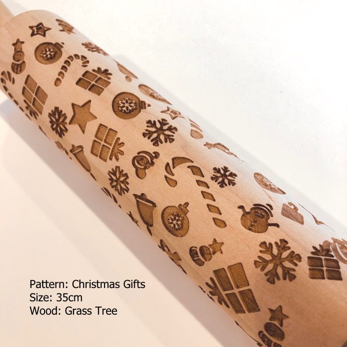 Wooden Embossed Rolling Pin_Christmas Gifts