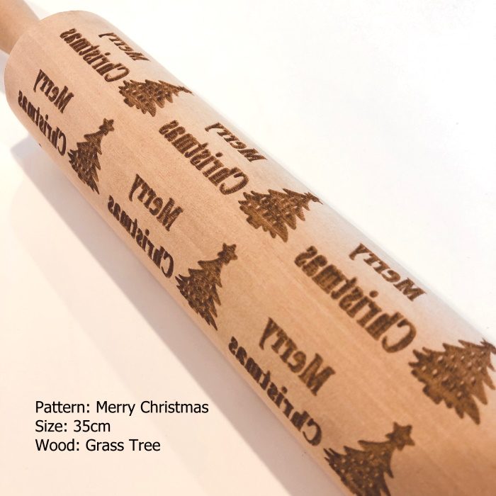 Wooden Embossed Rolling Pin_Merry Christmas