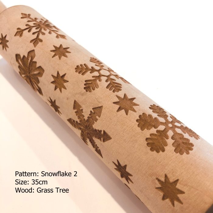 Wooden Embossed Rolling Pin_Snowflake 2