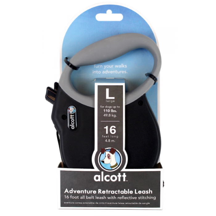 Alcott Adventure Retractable Leash L Black 4.8m