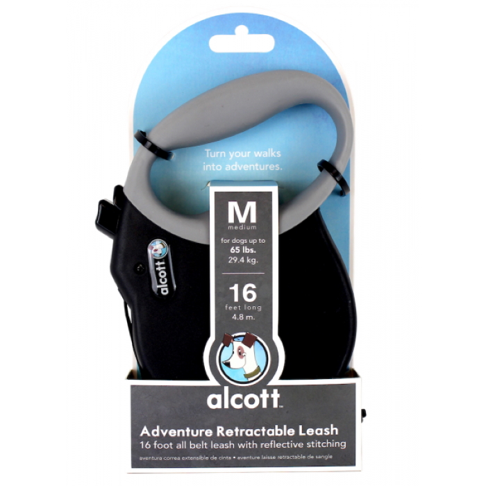 Alcott Adventure Retractable Leash M Black 4.8m