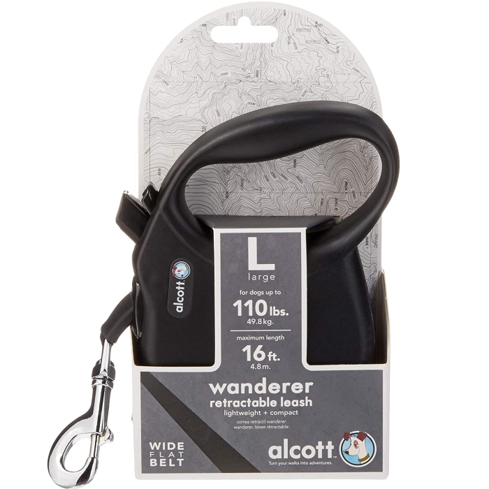 Alcott Wanderer Retractable Leash Large Black