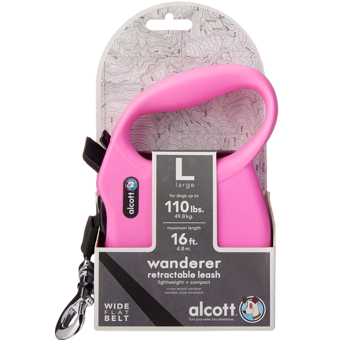 Alcott Wanderer Retractable Leash Large Pink
