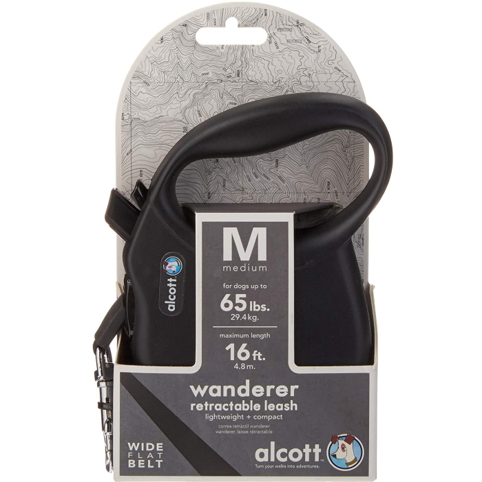 Alcott Wanderer Retractable Leash Medium Black