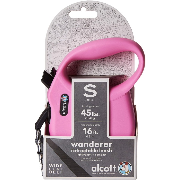 Alcott Wanderer Retractable Leash Small Pink