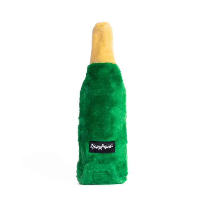Zippy Paws Crusherz Dog Toy - Champagne Bottle_Back
