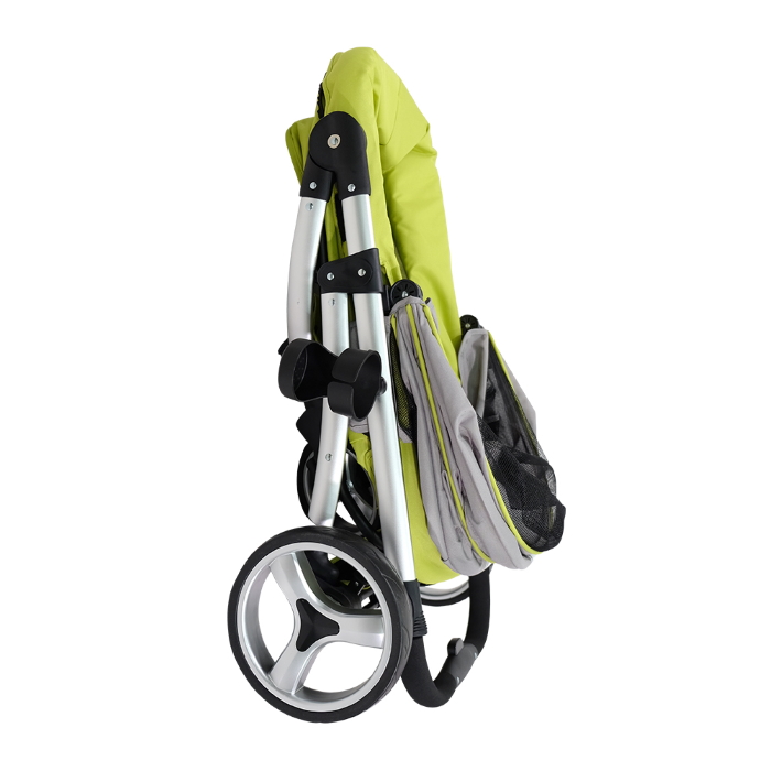 Ibiyaya Collapsible Retro Dog Stroller Green Folded