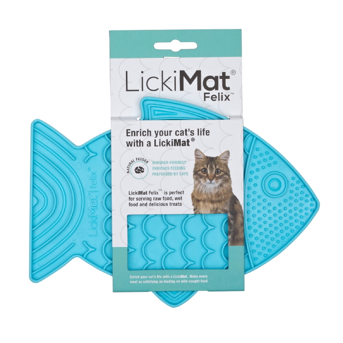 LickiMat Felix Slow feed mat for cats Blue