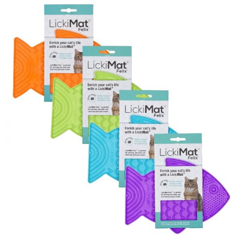 LickiMat Felix Slow feed mat for cats Full Colour range