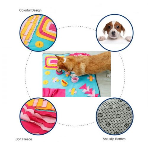 Dog Snuffle Activity Mat Blue_Yellow_Pink Features
