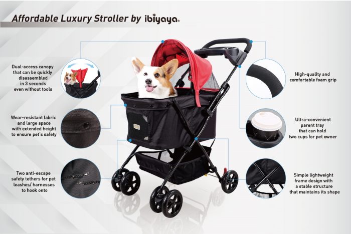 Easy Strolling Dog Pram Red Rouge Features