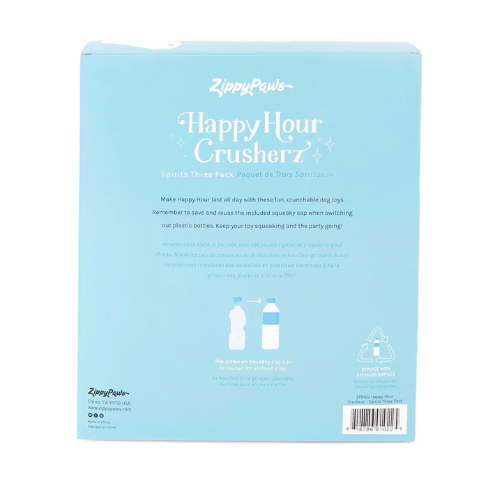 Zippy Paws Happy Hour Spirits Crusherz Dog Toy 3-pack box set