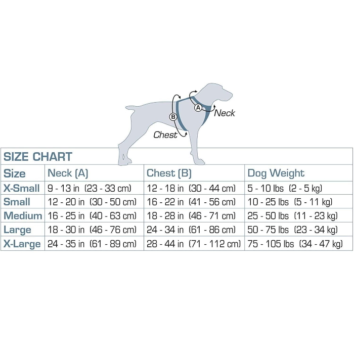 Kurgo Enhanced Strength Tru-Fit Dog Car Harness with Restraint Size Chart