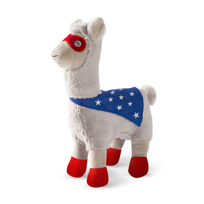 Fringe Studio Super Llama To The Rescue Superhero Plush Squeaker Dog Toy