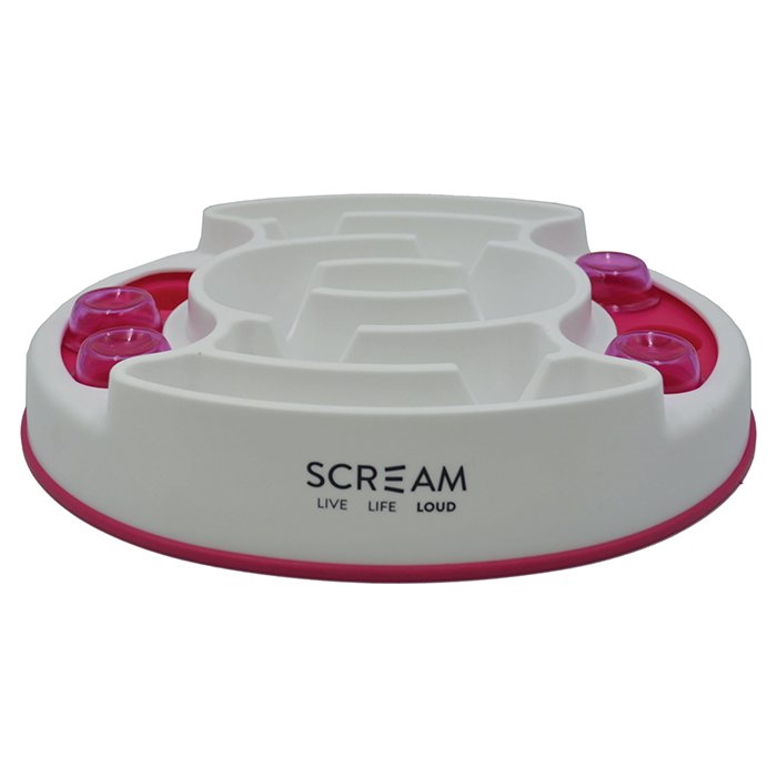 Scream Slow Feed Interactive Dog Puzzle Bowl_Pink Side