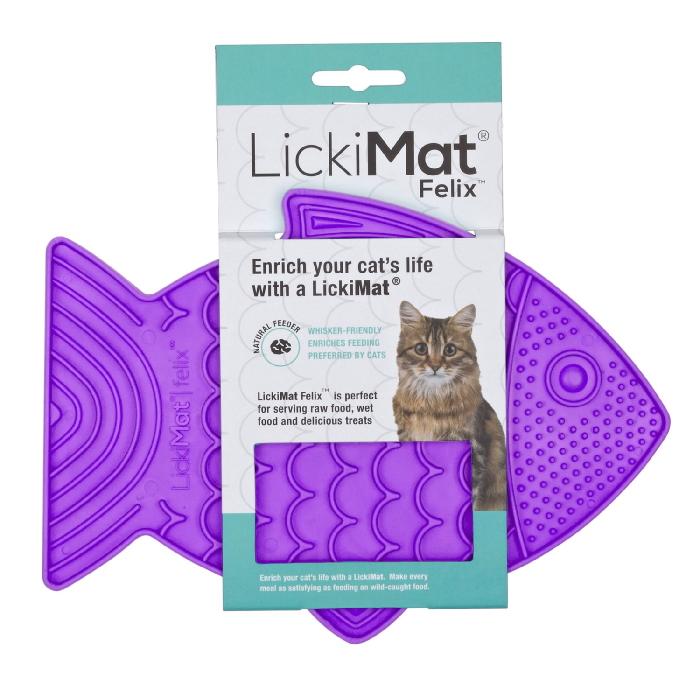 LickiMat Felix Slow feed mat for cats Purple