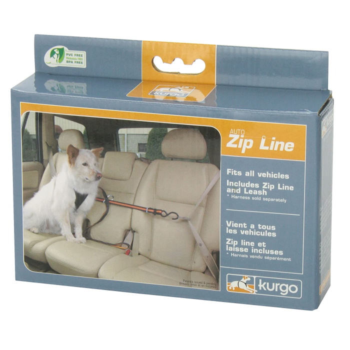 Kurgo Auto Zipline Seat belt resatraint for dogs packaging