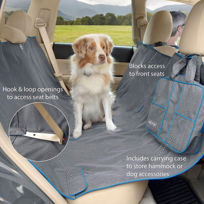 Kurgo Heather Car Hammock Grey Blue Dogculture - How To Install Paws First Dog Car Seat Hammock