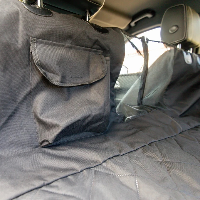 BLD Premium Dog Car Seat Hammock with storage pocket, centre zip