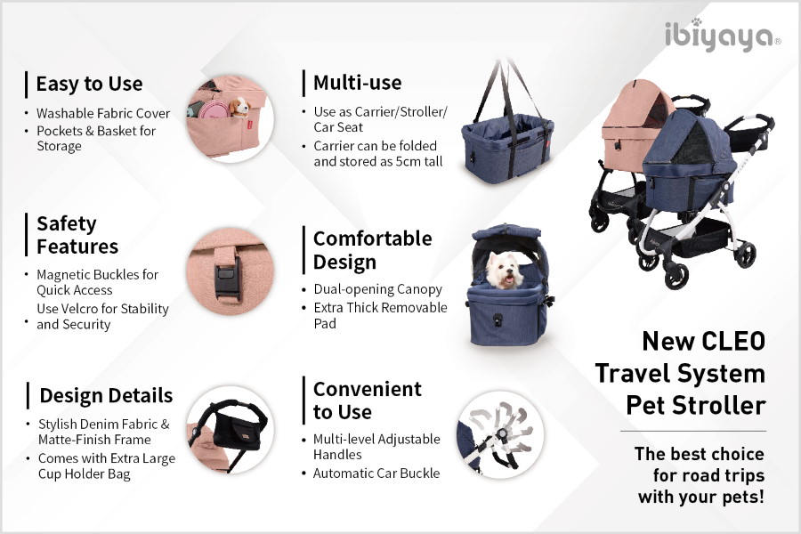 Ibiyaya CLEO Pet Stroller Car Seat Travel System_Features