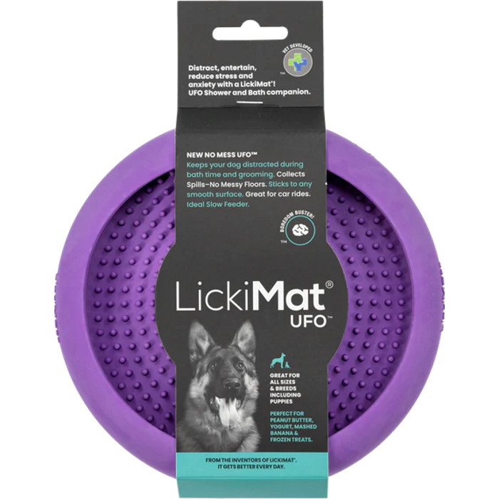LickiMat UFO Slow Feeder for Dogs_Purple packaging