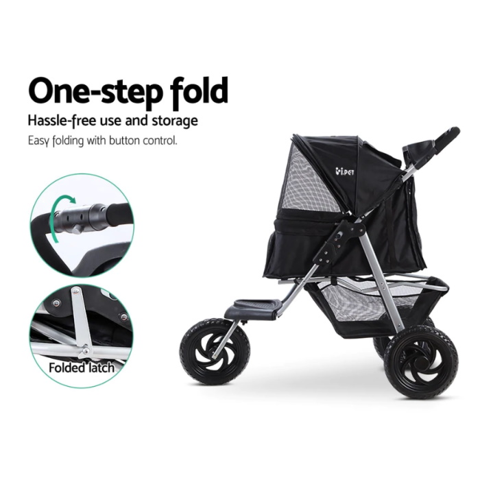i.pet 3 wheeler foldable stroller pet pram_easy fold