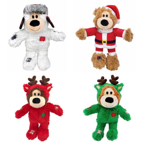 KONG Christmas Wild Knots Bear Plush Dog Toy Assorted Range