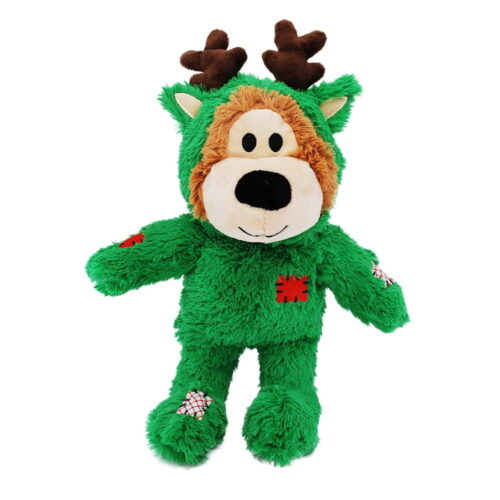 KONG Christmas Wild Knots Bear Plush Dog Toy Green