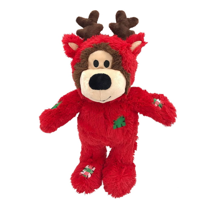 KONG Christmas Wild Knots Bear Plush Dog Toy Red