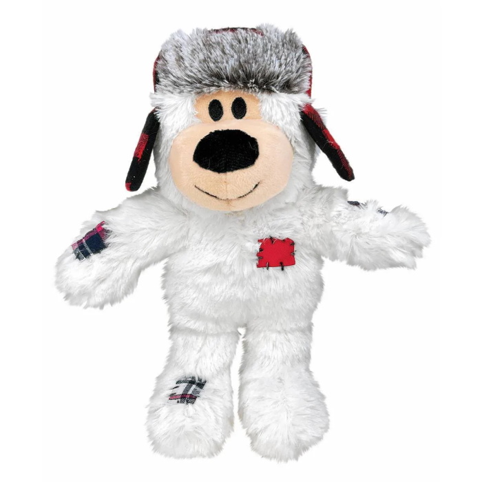 KONG Christmas Wild Knots Bear Plush Dog Toy White