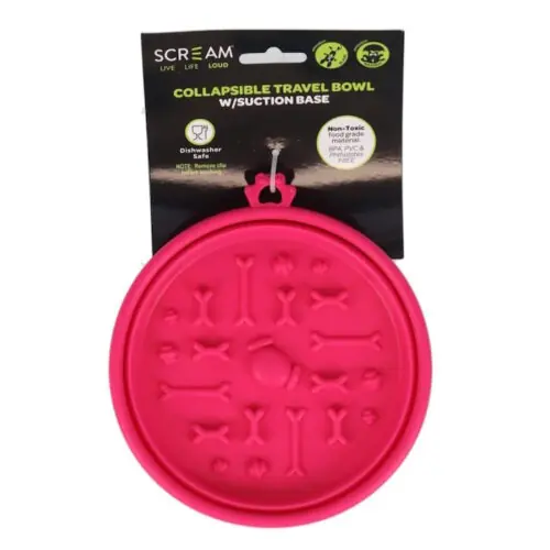 Scream Collapsible Travel Bowl_Loud Pink